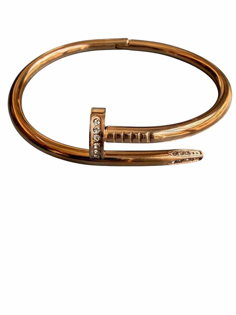 Rose Gold Crystal Nail Bangle Bracelet